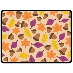 Acorn Leaves Pattern Fleece Blanket (large) 