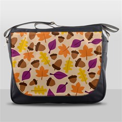 Acorn Leaves Pattern Messenger Bag by HermanTelo