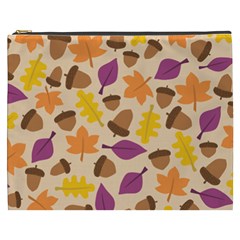 Acorn Leaves Pattern Cosmetic Bag (xxxl) by HermanTelo