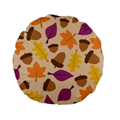 Acorn Leaves Pattern Standard 15  Premium Round Cushions by HermanTelo