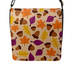 Acorn Leaves Pattern Flap Closure Messenger Bag (l) by HermanTelo