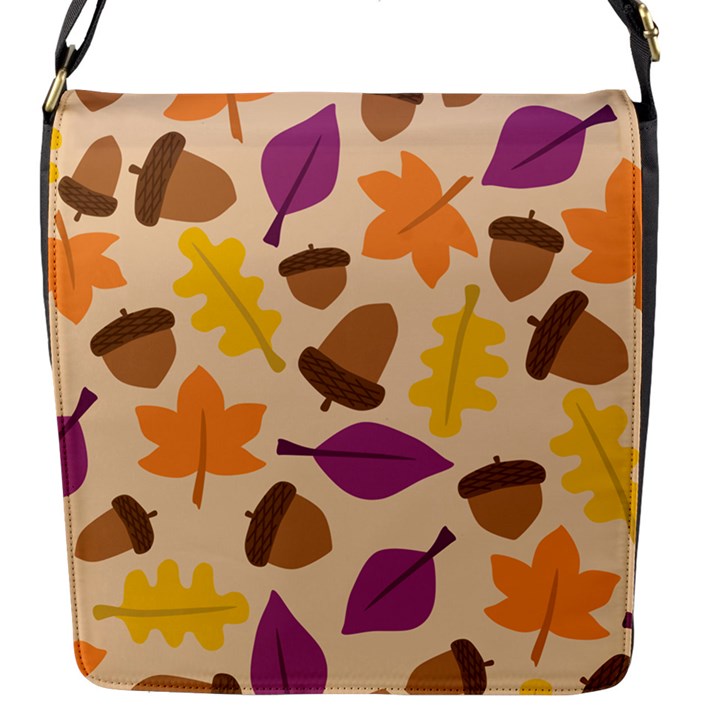 Acorn Leaves Pattern Flap Closure Messenger Bag (S)