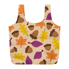 Acorn Leaves Pattern Full Print Recycle Bag (l)