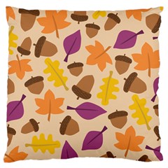 Acorn Leaves Pattern Large Flano Cushion Case (two Sides) by HermanTelo