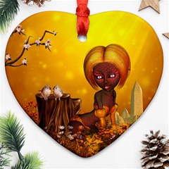 Cute Little Fairy Heart Ornament (two Sides) by FantasyWorld7