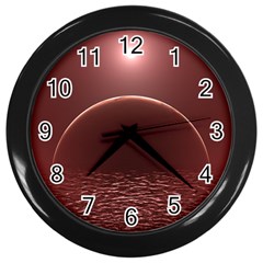 Alien Planet Exoplanet Ocean Wall Clock (black) by HermanTelo