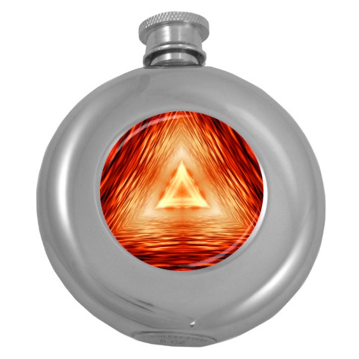 Abstract Orange Triangle Round Hip Flask (5 oz)