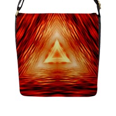 Abstract Orange Triangle Flap Closure Messenger Bag (l)