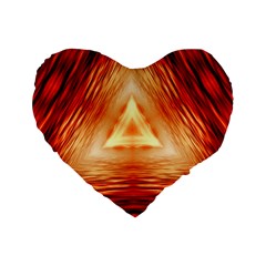 Abstract Orange Triangle Standard 16  Premium Flano Heart Shape Cushions by HermanTelo