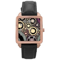 Art Retro Vintage Rose Gold Leather Watch 