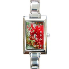 Abstract Stain Red Seamless Rectangle Italian Charm Watch by HermanTelo