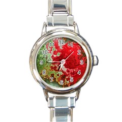 Abstract Stain Red Seamless Round Italian Charm Watch by HermanTelo