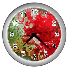 Abstract Stain Red Seamless Wall Clock (silver) by HermanTelo