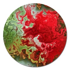 Abstract Stain Red Seamless Magnet 5  (round) by HermanTelo