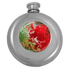 Abstract Stain Red Seamless Round Hip Flask (5 Oz)