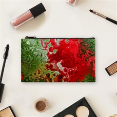 Abstract Stain Red Seamless Cosmetic Bag (small)