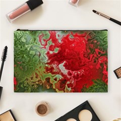 Abstract Stain Red Seamless Cosmetic Bag (large)