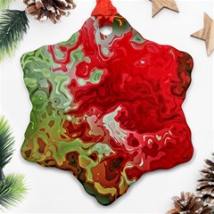 Abstract Stain Red Seamless Snowflake Ornament (two Sides)