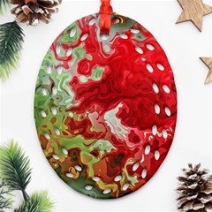 Abstract Stain Red Seamless Oval Filigree Ornament (two Sides) by HermanTelo