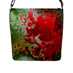 Abstract Stain Red Seamless Flap Closure Messenger Bag (l)