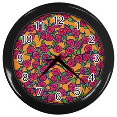 Roses  Wall Clock (black) by BubbSnugg