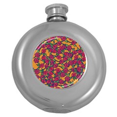 Roses  Round Hip Flask (5 Oz) by BubbSnugg