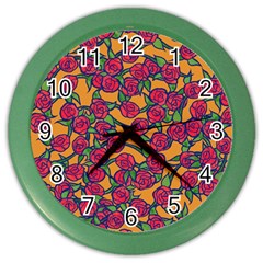 Roses  Color Wall Clock by BubbSnugg