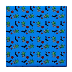 Halloween Witch Pattern Blue Tile Coasters by snowwhitegirl