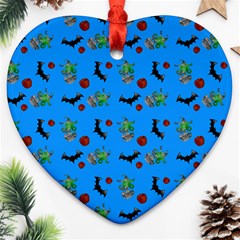 Halloween Witch Pattern Blue Ornament (heart) by snowwhitegirl