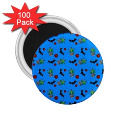 Halloween Witch Pattern Blue 2 25  Magnets (100 Pack)  by snowwhitegirl