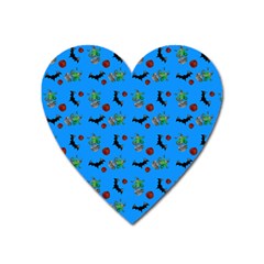 Halloween Witch Pattern Blue Heart Magnet by snowwhitegirl