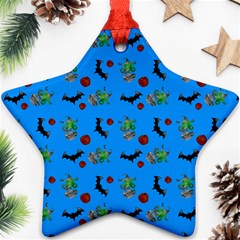 Halloween Witch Pattern Blue Star Ornament (two Sides) by snowwhitegirl