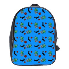 Halloween Witch Pattern Blue School Bag (large)