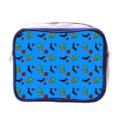 Halloween Witch Pattern Blue Mini Toiletries Bag (one Side)