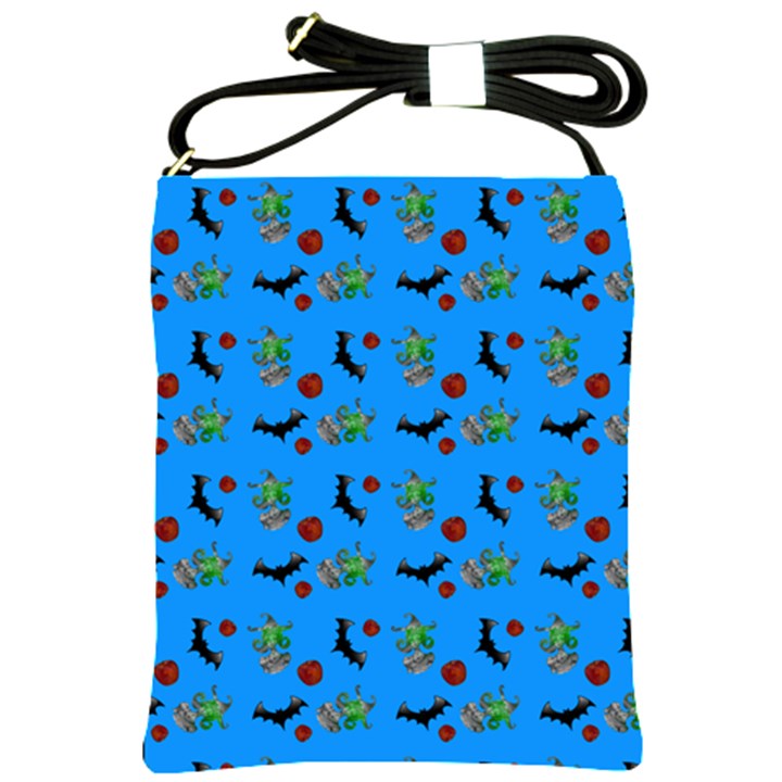 Halloween Witch Pattern Blue Shoulder Sling Bag