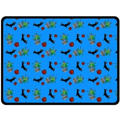 Halloween Witch Pattern Blue Fleece Blanket (large)  by snowwhitegirl