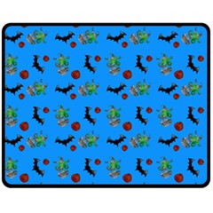 Halloween Witch Pattern Blue Fleece Blanket (medium)  by snowwhitegirl