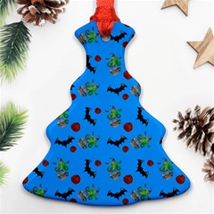 Halloween Witch Pattern Blue Ornament (christmas Tree)  by snowwhitegirl