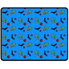 Halloween Witch Pattern Blue Double Sided Fleece Blanket (medium)  by snowwhitegirl