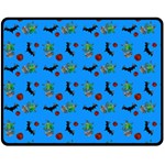 Halloween Witch Pattern Blue Double Sided Fleece Blanket (Medium)  58.8 x47.4  Blanket Front