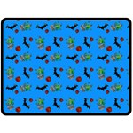 Halloween Witch Pattern Blue Double Sided Fleece Blanket (Large)  80 x60  Blanket Front