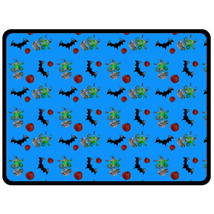 Halloween Witch Pattern Blue Double Sided Fleece Blanket (Large) 