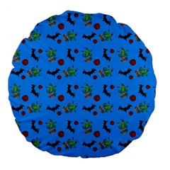 Halloween Witch Pattern Blue Large 18  Premium Flano Round Cushions