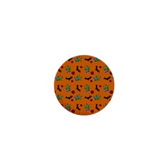 Halloween Witch Pattern Orange 1  Mini Buttons