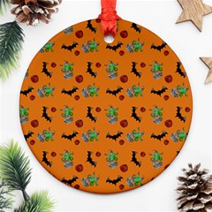 Halloween Witch Pattern Orange Ornament (Round)