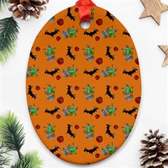 Halloween Witch Pattern Orange Ornament (Oval)