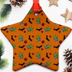 Halloween Witch Pattern Orange Ornament (Star)