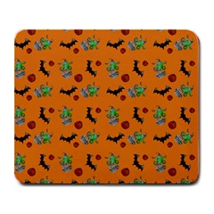 Halloween Witch Pattern Orange Large Mousepads by snowwhitegirl