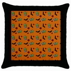 Halloween Witch Pattern Orange Throw Pillow Case (Black)