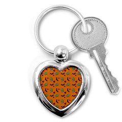 Halloween Witch Pattern Orange Key Chain (Heart)